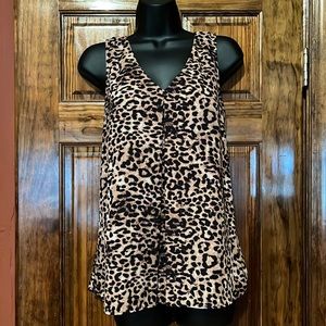 Leopard Print Pleated Sleeveless Tunic